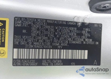 2013 Lexus Rx 350 from USA, damaged, VIN 2T2BK1BA6DC164584